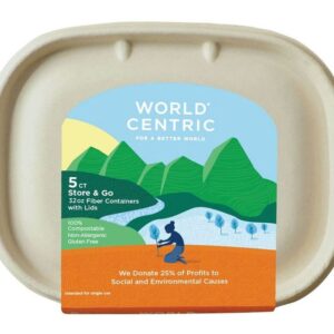 WORLD CENTRIC: 32 Oz Fiber Containers with Lids, 5 ct