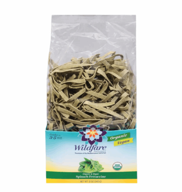 WILDFARE: Organic and Vegan Spinach Fettuccine Pasta, 12 oz