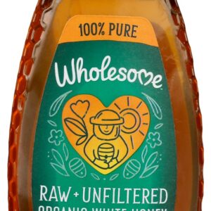 WHOLESOME: Raw Unfiltered Organic White Honey, 16 oz