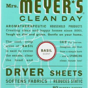 MRS MEYERS CLEAN DAY: Basil Dryer Sheets, 80 pc
