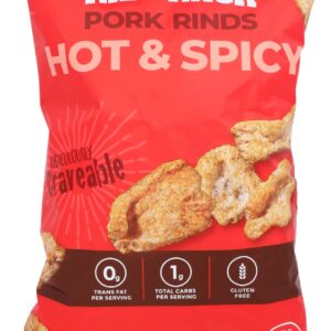 RIB RACK: Hot and Spicy Pork Rinds, 4 oz