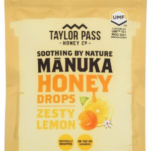 TAYLOR PASS HONEY: Manuka Honey Drops Zesty Lemon, 3.52 oz
