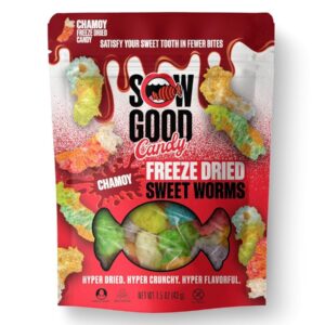 SOW GOOD: Chamoy Sweet Worms Freeze Dried Candy, 1.5 oz
