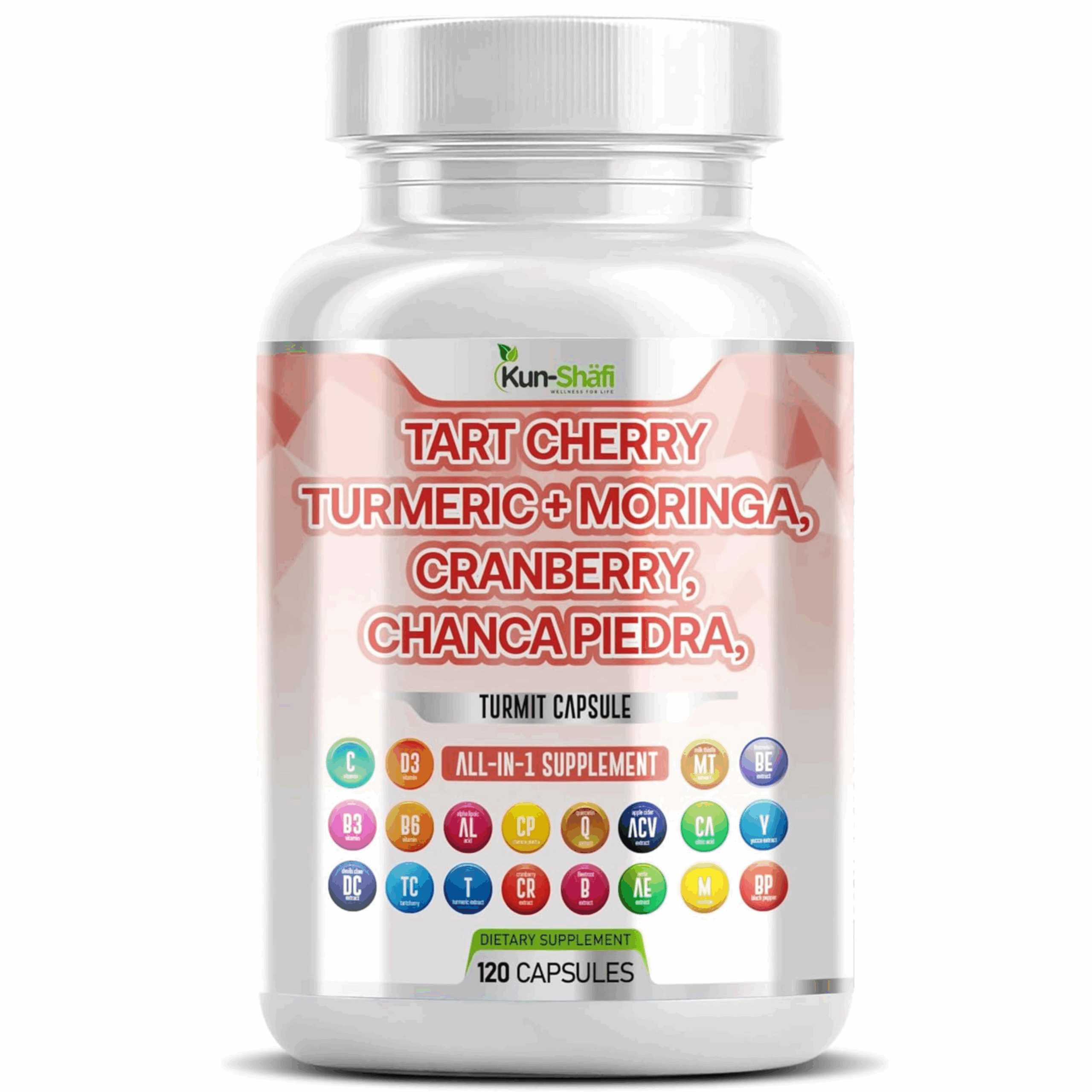 Kun Shafi Tart Cherry Extract with Turmeric, Moringa, Cranberry & Chanca Piedra